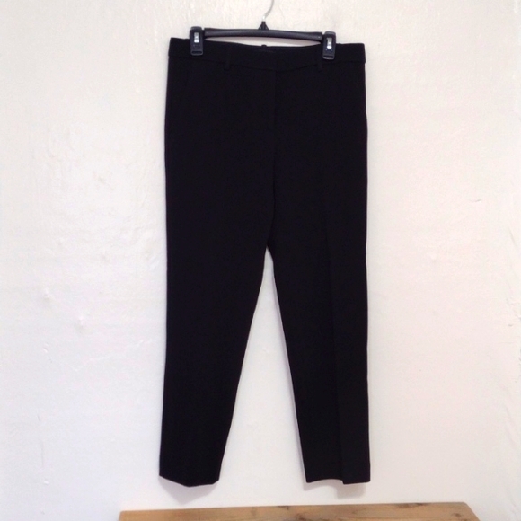 Theory Black High Waisted Treeca K Straight Leg Ankle Pant in Oxford Knit Size 8 - Picture 2 of 11